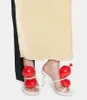 Sandalet Balon Dekor Kadın Moda Stiletto Topuk Terlik Seksi Slingback Yüksek Topuklu Slip-on Burnu açık Bayan Pompaları Kız