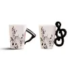 Mugs 2 Pcs Creative Novelty Ceramic Cup Free Spectrum Coffee Milk Tea Personality Mug Piano Handle & Note