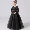 Girl Dresses Dideyttawl Sequin Tulle Long Sleeves Flower Wedding Junior Bridesmaid Evening Party Dress For Girls Pageant Gown