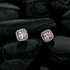 Orecchini a bottone di lusso scintillante argento 925 steling diamante rosa quadrato per le donne regalo di compleanno in oro bianco Sona