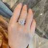 Band Rings Square Lab Diamond Finger Ring 925 sterling silver Party Wedding band Rings for Women Bridal Promise Engagement Jewelry Gift