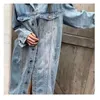 Trenchcoats voor dames Herfst/winter Polokraag Knoopwassing Knielange trenchcoat Denim Trend 1t