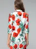 Damespakken Blazers Elegante bloemenprint Spring herfst pailletten kristal kralen vrouwen slanke zakelijke pak high street party 230418