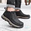 Safety Shoes Men's leather ankle boots Autumn and winter men's shoes Fashion large casual boots cowboy boot Men's leather boots