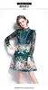 Robes décontractées SummerSpring Mode Piste Fleur Jacquard Robe Femme Perlage Stand Manches Longues Volants Dentelle Couture Vintage Party Robes 2024