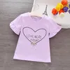 T-Shirts Girl's T-Shirt Yeni Varış Yaz Çocukları Pamuk Kısa Kollu Tee Toddlers Üstler Çocuk Moda Kıyafetleri 1-8t Kız Giysileri P230419