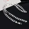 Chains Fashion 925 Sterling Silver Necklace Sideways Men's & Women's Jewelry Multi-size