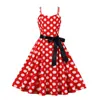 Robes décontractées SISHION Polka Dot Vintage Spaghetti Strap A-Line Summer Pour Femmes 2023 Vacances Plage Vacances Pin Up Dress VD3317