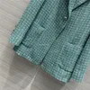 Wełniane mieszanki Women Designer Tweed Coats Blouson Kurtka z kryształowymi przyciskami literowymi zabytkowe kurtki płaszcz dziewczęta marka Milan Runway Tops Blazer Blazer BHB9