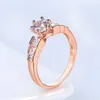 Anéis de banda Claw Claw Zirconia Wedding Rings for Women Rose Gold Color Engagement Promessa Anel de casamento para jóias de moda nupcial R680