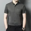 Men's Casual Shirts Minglu High Elasticity Seamless Mens Luxury Short Sleeve Solid Color Business Thin Male Dress Plus Size 4XL