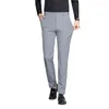 Men's Suits Lansboter Navy Blue Spring And Summer Nylon Men's Casual Pants Slim Thin Trousers Non-iron Straight Fashion