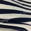 Hauts à la mode Stripe Sequin Logo T-shirt à manches courtes en coton pour femmes Beige Blanc Noir Stripe S M L