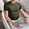 Herren T-Shirts Herren Nadelstreifen T-Shirt 2023 Sommer Hohe Qualität Slim Fit Mode Einfarbig Lässig Atmungsaktiv Rundhals Kurzarm Top