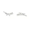 Stud Earrings Wholesale Fashion Jewelry Silver Color Five Stone Oval Round Shape White Crystal Climber Long Earring Elegant