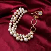 Catene Strato Collana di perle per le donne Dichiarazione di vetro grosso Gioielli con fibbia magnetica Gioielli vintage Catene
