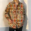 Casual shirts voor heren BF-stijl Retro onregelmatig patroon Lange mouwen met lange mouwen HIMENT Heren herfst en winter Koreaanse versie losse reversjas