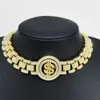 Collana per catena da uomo Link cubano Catene oro Gioielli ghiacciati Bracciale a diamante spesso 16mm Catena di orologi in dollari USA per uomini e donne