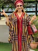 Ubrania etniczne Afrykańskie sukienki dla kobiet muzułmańskie vneck maxi femme szata Nigerian Tradycyjne ubrania Summer Abayas Dubai Boubou 230419