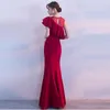 Casual Dresses Women Red Ruffle O Neck Sleeveless Side Split Elegant Evening Party Long Dress Nightclub Wear Sexy For Special Occasions