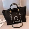 Bolsos de letras Diseñador CC Totes Bolso Marca de lujo CH Bolso de mano Etiqueta de perla Lienzo Bolsas de playa Mujer Señora Mujer Mochila Cadena Mochilas pequeñas FXXK