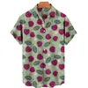 Camicie casual da uomo Camicia estiva per top da uomo Frutta Ananas Floreale Vacanza Spiaggia Manica corta Bottone Scollo a V Top Singolo hawaiano