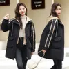 2023 Winter New Women's Mid length Down Cotton Coat with Hooded Thickened Warm Coat