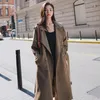 Women's Trench Coats Fashion Oversize Loose Women Coat Long Double-Breasted Duster Windbreaker For Lady Spring Autumn Outerwear Black