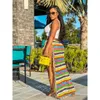 Rok Gehaakte Strand Cover Up Sexy Hoge Zijsplit Kwastje Zoom Regenboog Gestreepte Lange Maxi Rok 2023 Zomer Vecation Jurk 230418