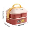 Ensembles de vaisselle séparés Double couche Bento Box déjeuner ensemble Portable Kawaii dessin animé pour four à micro-ondes dédié employé de bureau