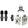 Trådlös krage Klipptyp Mikrofon Portable Audio Video Recording Mini Mic för iPhone Android Live Broadcast Gaming Phone Mic med Retail Box DHL