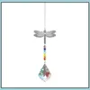 Garden Decorations Ab Color Crystal Sun Catcher Decoration Window Lawn Butterfly Dragonfly Hanging Prism Rainbow Maker Beaded Charms Dhfwq