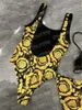 Mode Bikini Designer Bodysuit Badkläder För Kvinnor Baddräkter Bikinis Set Vintage Mönster Strandbaddräkter