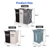 Storage Baskets Dirty Clothes Three Grid Organizer Collapsible Large Laundry Hamper Waterproof Home 230418