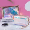 Bolsas de cosméticos casos Tas Kosmetik Transparan PVC Rias Travel Wanita Fashion Phantom Laser Penyimpanan Sikat Perlengkapan Mandi Multifungsi 230418