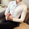 Casual shirts voor heren Brits stijl plus maat 4xl-m verborgen placket lange mouw voor mannen kleding 2023 zakelijke formele slijtage slanke fit smoking