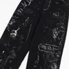 Jeans da uomo Harajuku Anime Graffiti Jeans larghi neri da uomo Y2K Costume da strada oversize Rock Punk Pantaloni larghi oversize Bermuda da donna 231118