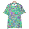 T-shirt da uomo T-shirt estiva 3D Modello irregolare Colore verde T-shirt da spiaggia da donna a maniche corte da uomo