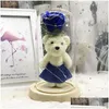 Party Favor Bear Cub Rose Verre Er Anniversaire Simation Fleur Ornements Led Lumière Saint Valentin Cadeau Anniversaires Décoration 27 5 Dhksp