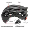 サイクリングヘルメットウルトラライト自転車ヘルメット付きテールライトデタッチ可能なUV400ゴーグルサンバイザーサイクリングヘルメットアダルトユースマウンテンバイクヘルメットP230419