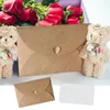 Gift Wrap 40pcs Birthday Heart Closure Envelope With 40 Cards Thank-you Note Brown Paper DIY Love Button Wedding Party Invitation