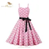 Robes décontractées SISHION Polka Dot Vintage Spaghetti Strap A-Line Summer Pour Femmes 2023 Vacances Plage Vacances Pin Up Dress VD3317