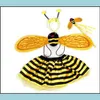 Andra evenemangsfestleveranser Kid Fairy Ladybug Bee Wing Costume Set Fancy Dress Cosplay Wings Tutu kjol Wand pannband Girl Boy Hall Dhuzx