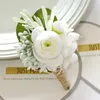 Decorative Flowers 4PCS Romantic Wedding Artificial Flower White Rose Fake Plant For Business Decoration Floral Party Supplies Small Hand