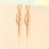 Backs Earrings Women's 925 Sterling Silver Plated Rose Gold Tassel Long Colorful Leaf Temperament 2023