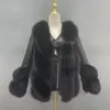 Damen Pelzimitat MISSJANEFUR Echtlederjacke mit Damenmode V-Ausschnitt Schwarz Luxuriöser natürlicher weicher Schaffell-Wintermantel 231118