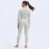 Yoga-Outfit Nepoagym ACTING Basic Damen, kurzes, nahtloses Oberteil, glatt, weich, mit Scrunch auf dem Rücken, langärmlige Crop-Workout-Shirts für Sport und Fitnessstudio