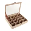Pochettes à bijoux caisse en bois non peinte boîte de rangement bibelots organisateur bricolage à la main 16 compartiments