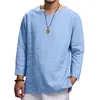 T-shirt da uomo T-shirt da uomo tinta unita con scollo a V T-shirt a maniche lunghe Top in poliestere T-shirt traspirante Top Holiday Beach Party Casual Uomo