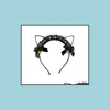 Andere evenementen Feestartikelen Black Lace Cat Ear Hoofdband Lint Voeg Golden Bells toe Kawaii Kitty Cosplay Haarband Stick Halloween Chri Dhqge